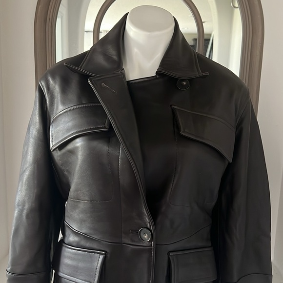 Vince 100% Lamb Leather Safari Jacket in Brown, Size M New w/Tag Retail $1495 - Picture 9 of 16